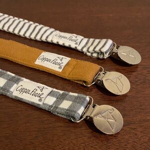 Set of THREE Copper Pearl gender neutral or boy pacifier clips